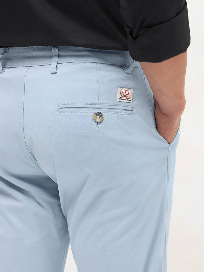 Urbano Fashion  Urbano Fashion Men's Light Sky Blue Cotton Regular Fit Casual Chinos Trousers Stretch for Men | Best Price UAE